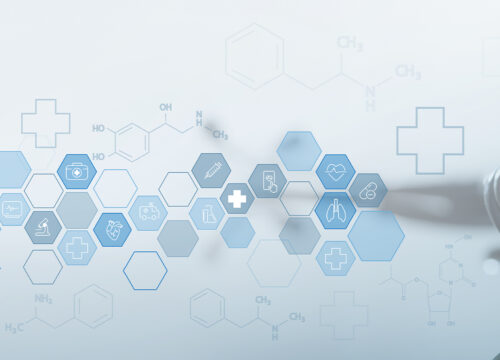 Photo of a medical icons and a stethoscope