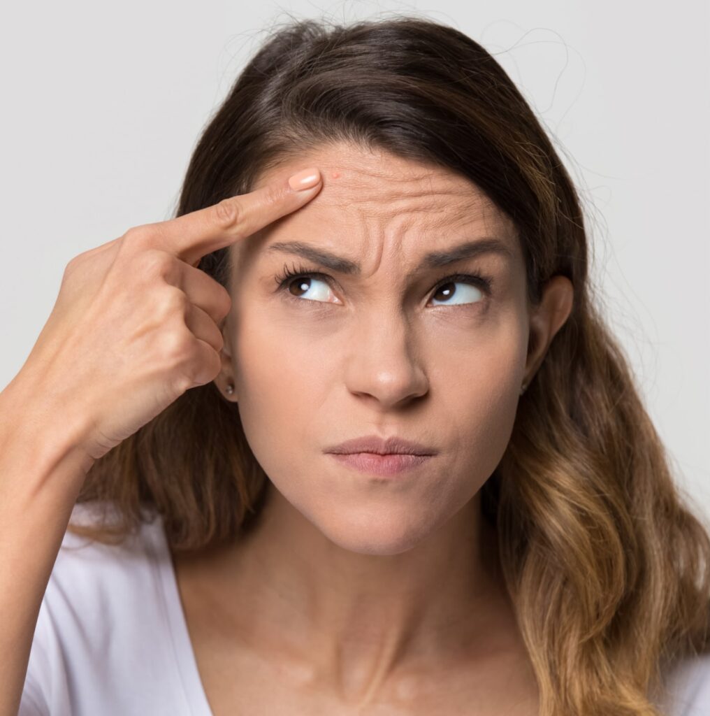 Photo of a woman with forehead wrinkles